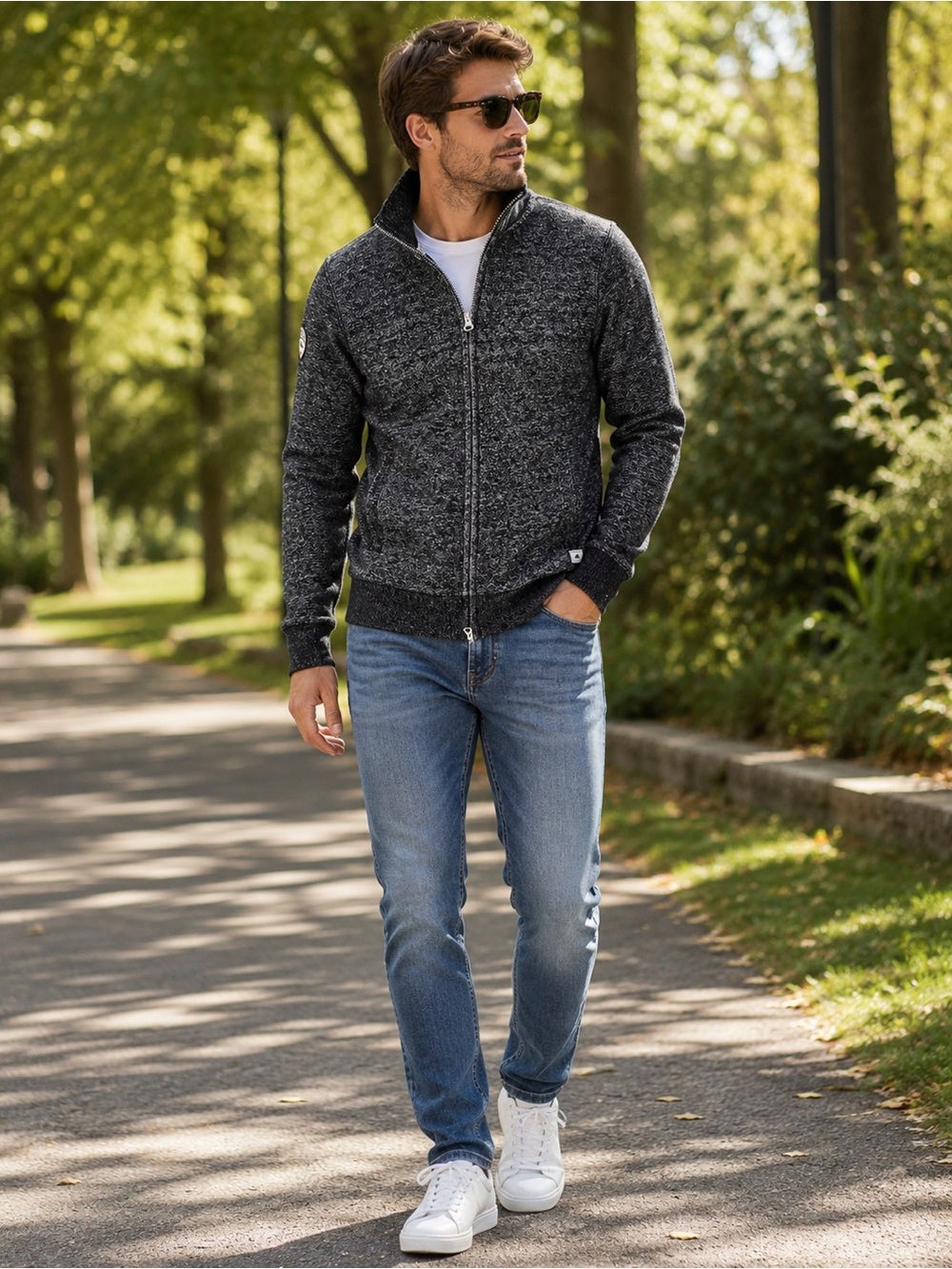 NWT Roots 73  Pinehurst Charcoal Fleece Zip Jacket Sz L